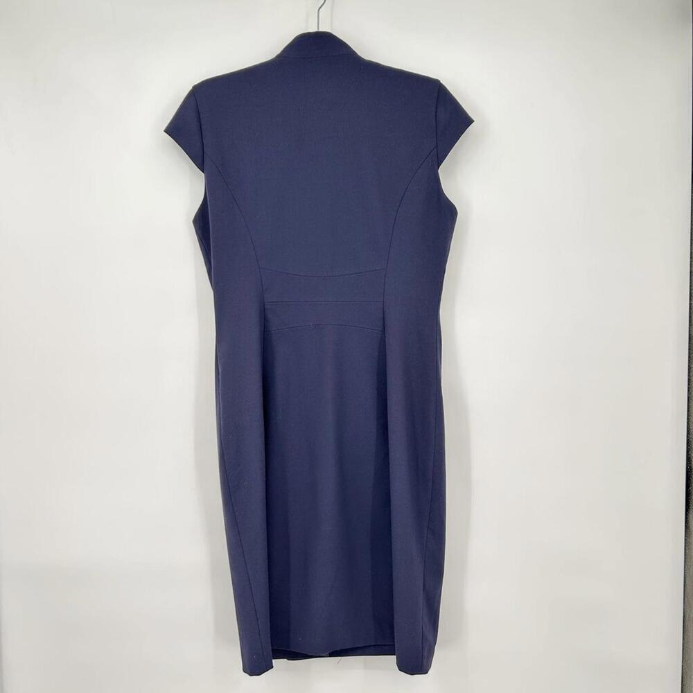 Women's Calvin Klein Cap Sleeve Crossover Wrap Navy Blue Dress 10 - Picture 2 of 6
